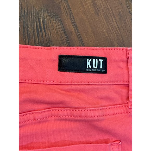 KUT from the Kloth Connie High-Rise Fab AB Ankle Skinny-Raw Hem in Coral Size 4 - Picture 5 of 8